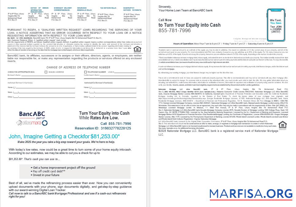 Blank Tanzania BancABC bank mortgage loan statement in Word and PDF formats , 4 pages 3 4 example